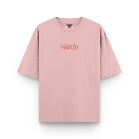 Mad About Drip baby pink classic oversized unisex t-shirt with subtle pink minimalist logo on chest.
