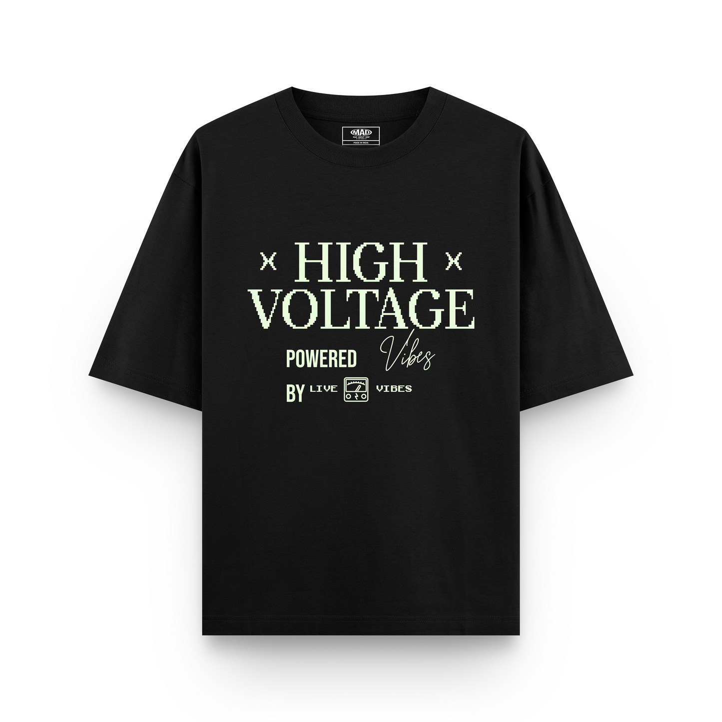 HIGH VOLTAGE : BLACK OVERSIZED T-SHIRT