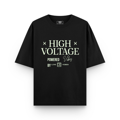 HIGH VOLTAGE : BLACK OVERSIZED T-SHIRT