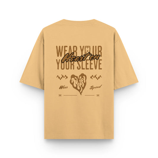WRAPPED IN LOVE : BEIGE OVERSIZED T-SHIRT