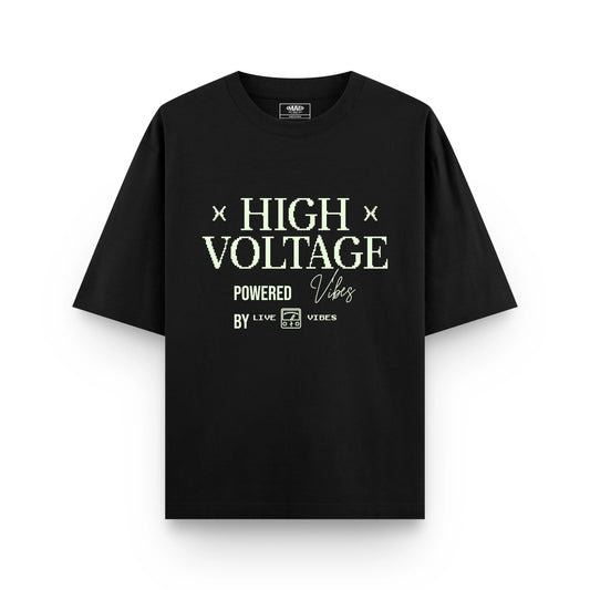 HIGH VOLTAGE : BLACK OVERSIZED T-SHIRT