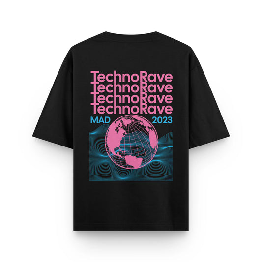 TECHNORAVE : BLACK OVERSIZED T-SHIRT