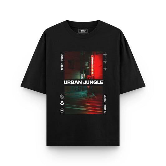 URBAN JUNGLE : BLACK OVERSIZED T-SHIRT