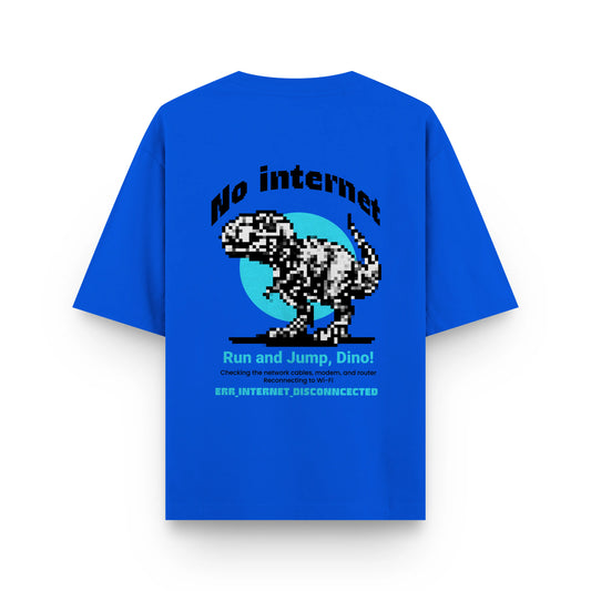 NO INTERNET DINO : ROYAL BLUE OVERSIZED T-SHIRT